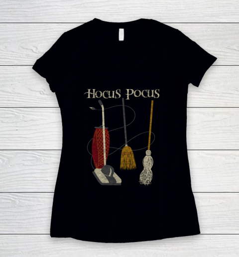Disney Hocus Pocus Witch Rides Halloween Women's V-Neck T-Shirt