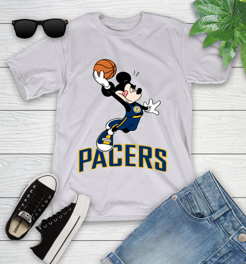 NBA Basketball Indiana Pacers Cheerful Mickey Mouse Shirt Youth T-Shirt 4