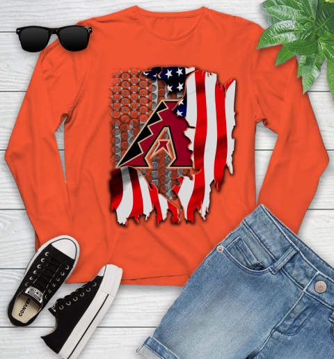Arizona Diamondbacks MLB Baseball American Flag Youth Long Sleeve 3