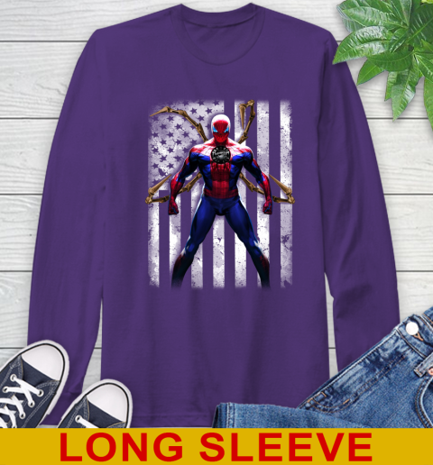 NBA Basketball Toronto Raptors Spider Man Avengers Marvel American Flag Shirt Long Sleeve T-Shirt 5