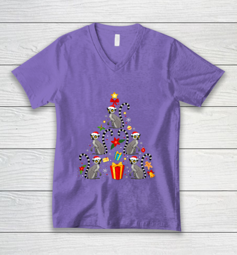 Lemur Christmas Ornament Tree Funny Gift V-Neck T-Shirt 8