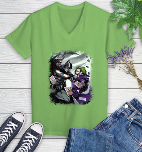 Detroit Lions NFL Football Batman Fighting Joker DC Comics Women's V-Neck T-Shirt 12 Detroit Lions NFL Football Batman Fighting Joker DC Comics Women's V-Neck T-Shirt - Image 12