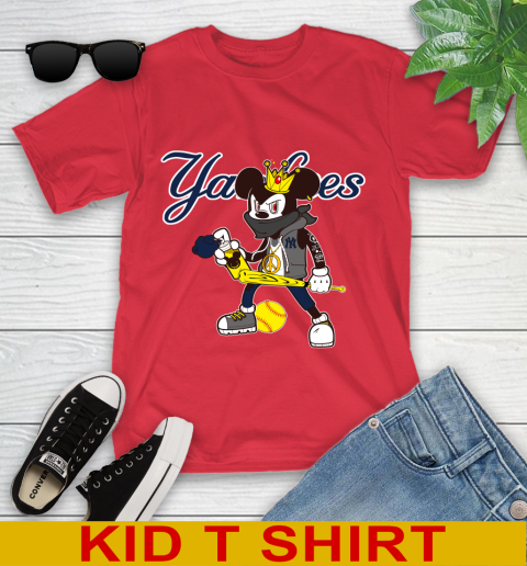 New York Yankees MLB Baseball Mickey Peace Sign Sports Youth T-Shirt 10