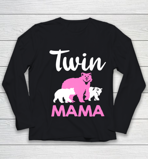 Funny Twin Mom Gift For Women Mother Cool Mama Bear And Cubs Youth Long Sleeve