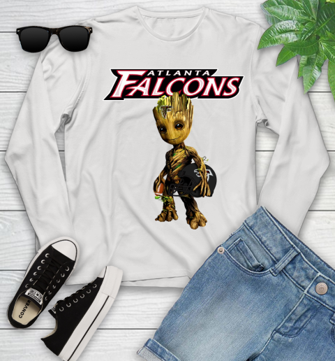 Atlanta Falcons NFL Football Groot Marvel Guardians Of The Galaxy Youth Long Sleeve