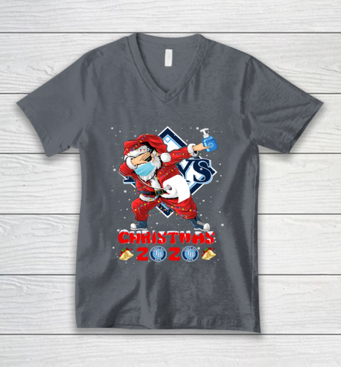 Tampa Bay Rays Funny Santa Claus Dabbing Christmas 2020 MLB V-Neck T-Shirt 4