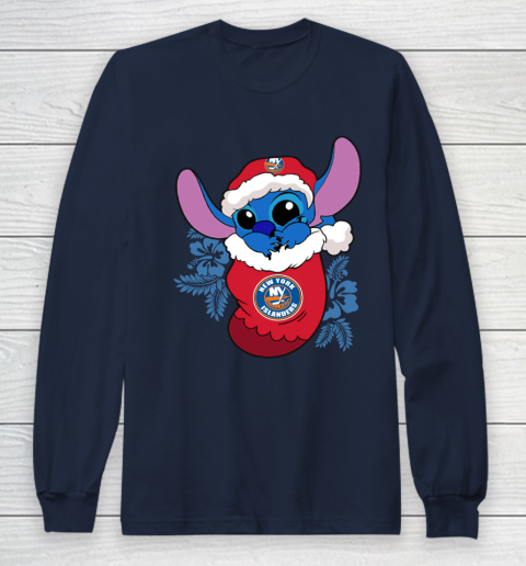 New York Islanders Christmas Stitch In The Sock Funny Disney NHL Long Sleeve T-Shirt 4