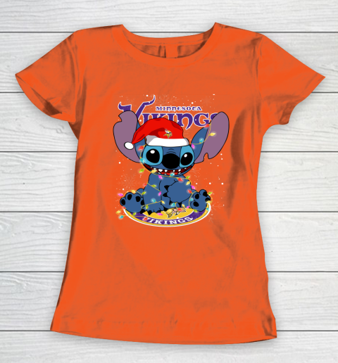 Minnesota Vikings NFL Football noel stitch Christmas Women's T-Shirt 2