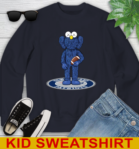 NFL Football New England Patriots Kaws Bff Blue Figure Shirt Youth Sweatshirt - Image 4