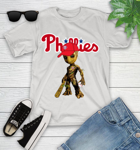 MLB Philadelphia Phillies Groot Guardians Of The Galaxy Baseball Youth T-Shirt