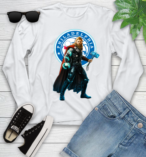 NBA Thor Avengers Endgame Basketball Philadelphia 76ers Youth Long Sleeve
