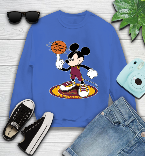 NBA Basketball Cleveland Cavaliers Cheerful Mickey Disney Shirt Youth Sweatshirt 7