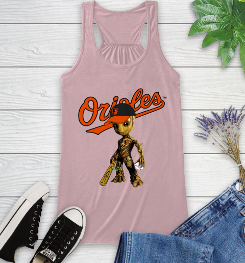 MLB Baltimore Orioles Groot Guardians Of The Galaxy Baseball Racerback Tank 11