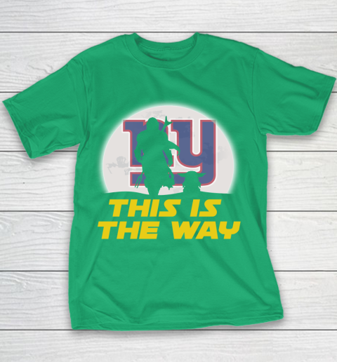 New York Giants NFL Football Star Wars Yoda And Mandalorian This Is The Way Youth T-Shirt 3
