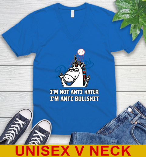 Los Angeles Dodgers MLB Baseball Unicorn I'm Not Anti Hater I'm Anti Bullshit V-Neck T-Shirt 6