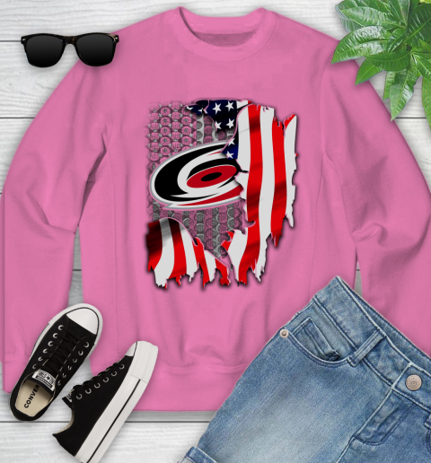Carolina Hurricanes NHL Hockey American Flag Youth Sweatshirt 7 Carolina Hurricanes NHL Hockey American Flag Youth Sweatshirt - Image 7