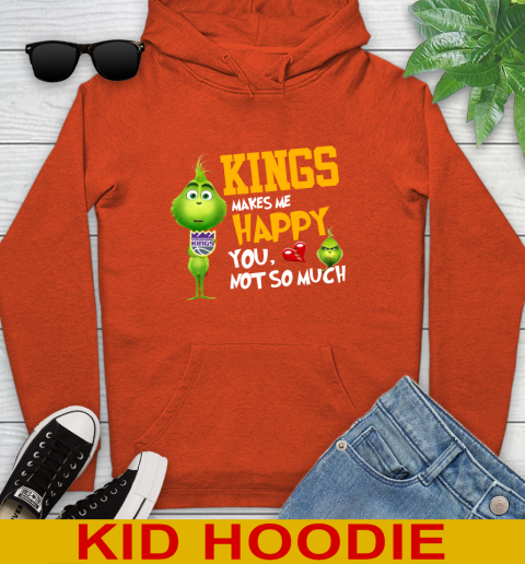 NBA Sacramento Kings Makes Me Happy You Not So Much Grinch Basketball Sports Youth Hoodie 4