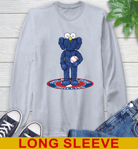 MLB Baseball Philadelphia Phillies Kaws Bff Blue Figure Shirt Long Sleeve T-Shirt 7 MLB Baseball Philadelphia Phillies Kaws Bff Blue Figure Shirt Long Sleeve T-Shirt - Image 7
