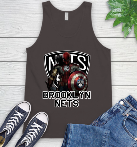 Brooklyn Nets NBA Basketball Captain America Thor Spider Man Hawkeye Avengers Tank Top 7