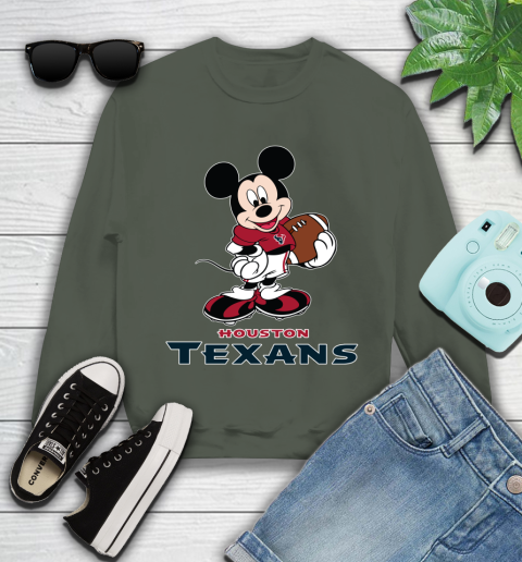 NFL Football Houston Texans Cheerful Mickey Mouse Shirt Youth Sweatshirt 9