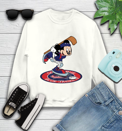 NHL Hockey Columbus Blue Jackets Cheerful Mickey Disney Shirt Youth Sweatshirt 2