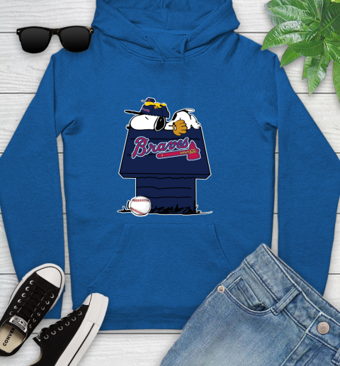 MLB Atlanta Braves Snoopy Woodstock The Peanuts Movie Baseball T Shirt Youth Hoodie 9