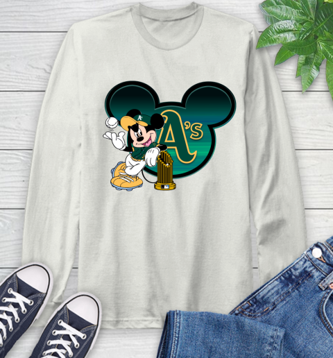 MLB Oakland Athletics The Commissioner's Trophy Mickey Mouse Disney Long Sleeve T-Shirt 12
