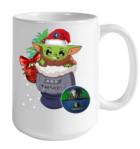 Minnesota Timberwolves Christmas Baby Yoda Star Wars Funny Happy NBA Color Changing Mug 15oz 2
