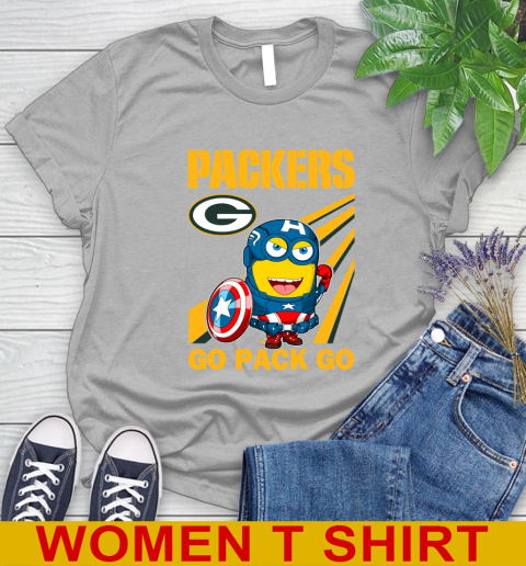NFL Football Green Bay Packers Captain America Marvel Avengers Minion Shirt Women's T-Shirt 5