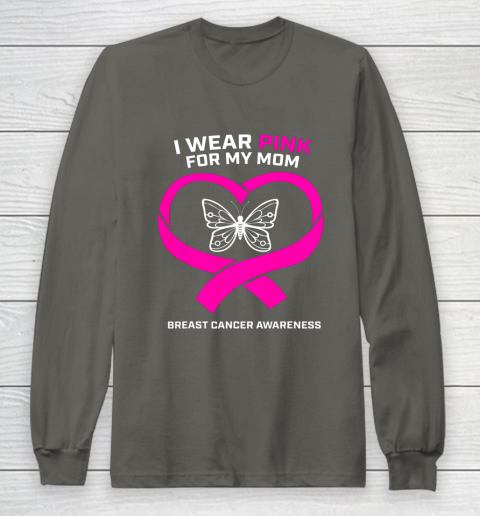 Men Women Kids Wear Pink For My Mom Breast Cancer Awareness Long Sleeve T-Shirt 5