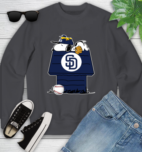 MLB San Diego Padres Snoopy Woodstock The Peanuts Movie Baseball T Shirt Youth Sweatshirt 6
