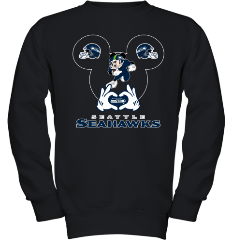 I Love The Seahawks Mickey Mouse Seattle Seahawks Youth Sweatshirt