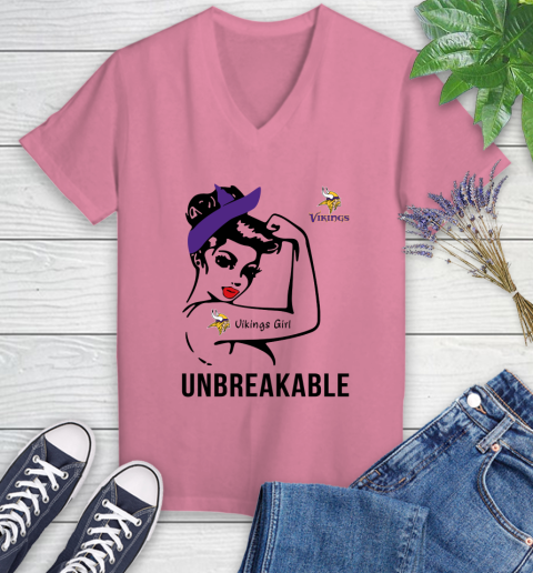 NFL Minnesota Vikings Girl Unbreakable Football Sports Women's V-Neck T-Shirt 8