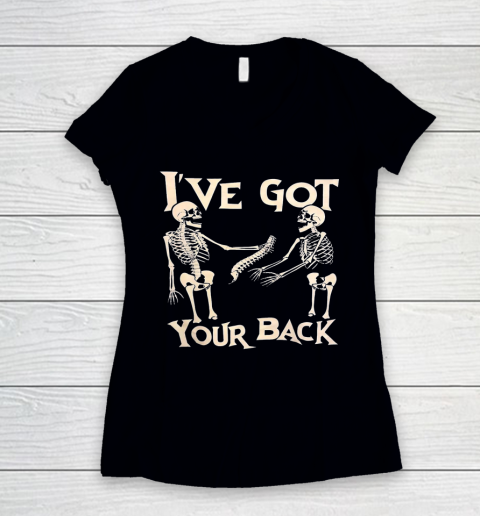 I've Got Your Back Halloween Skeleton Skull Women's V-Neck T-Shirt