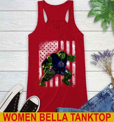 Vancouver Canucks Hulk Marvel Avengers NHL Hockey American Flag Racerback Tank 4