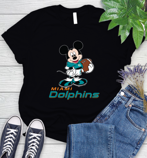 NFL Football Miami Dolphins Cheerful Mickey Mouse Shirt Women's T-Shirt