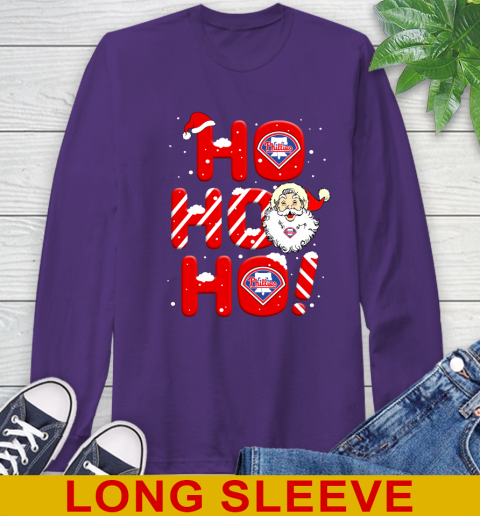 Philadelphia Phillies MLB Baseball Ho Ho Ho Santa Claus Merry Christmas Shirt Long Sleeve T-Shirt 5