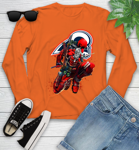 NFL Deadpool Marvel Comics Sports Football Los Angeles Rams Youth Long Sleeve 4