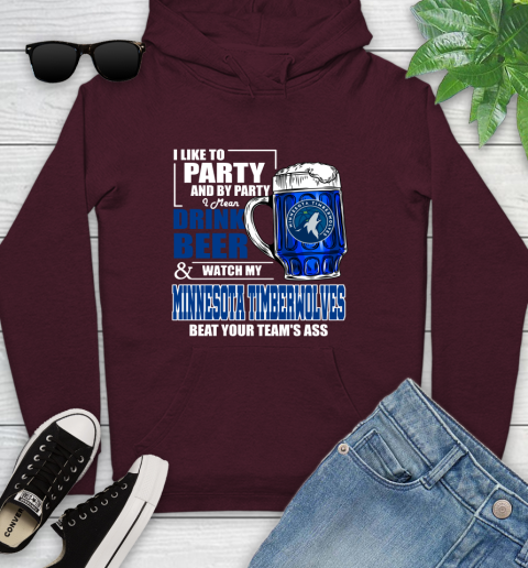 NBA Drink Beer and Watch My Minnesota Timberwolves Beat Your Team's Ass Basketball Youth Hoodie 7