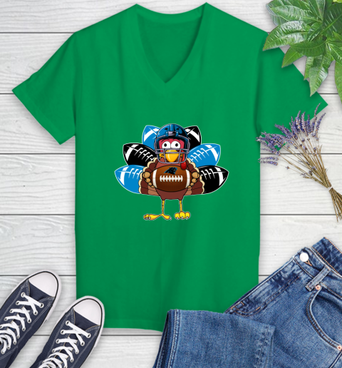 Carolina Panthers Turkey Thanksgiving Day Women's V-Neck T-Shirt 5