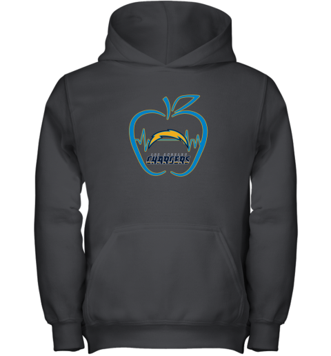 Apple Heartbeat Teacher Symbol Los Angeles Chargers Youth Hoodie