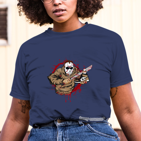 Air Jordan 1 NRG Gold Toe Matching Sneaker Tshirt Jason Voorhees Black and Gold Jordan Tshirt