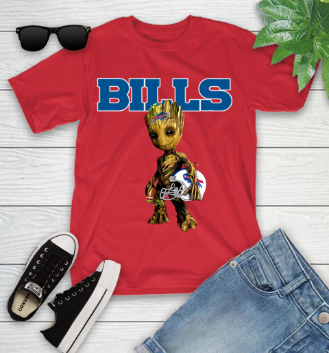 Buffalo Bills NFL Football Groot Marvel Guardians Of The Galaxy Youth T-Shirt 10