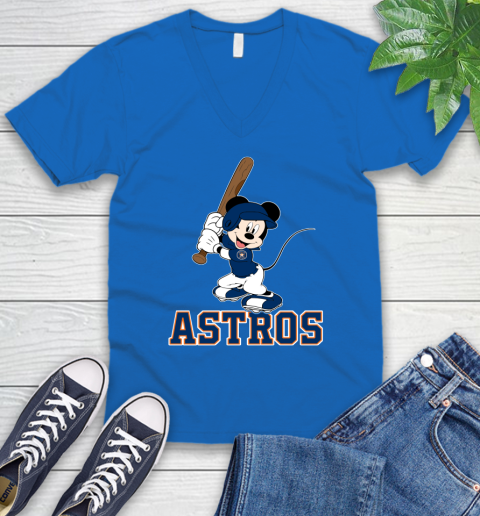 MLB Baseball Houston Astros Cheerful Mickey Mouse Shirt V-Neck T-Shirt 6