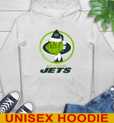 New York Jets NFL Christmas Grinch I Hate People But I Love My Favorite Football Team Hoodie