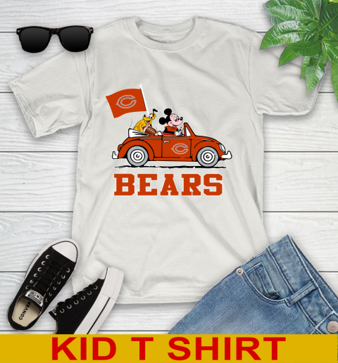 NFL Football Chicago Bears Pluto Mickey Driving Disney Shirt Youth T-Shirt 12