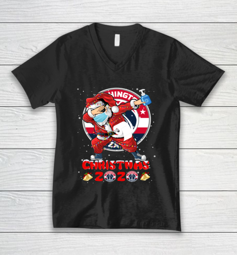 Washington Wizards Funny Santa Claus Dabbing Christmas 2020 NBA V-Neck T-Shirt