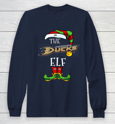 Anaheim Ducks Christmas ELF Funny NHL Long Sleeve T-Shirt 2