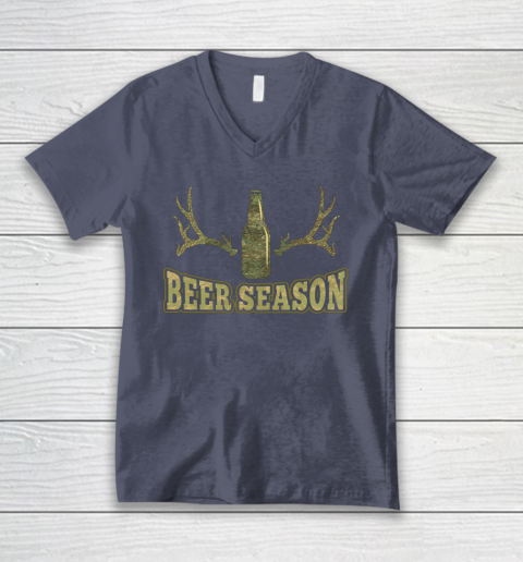 Beer Season Funny Camo Deer Hunting Pun Men Who Love Beers V-Neck T-Shirt 5