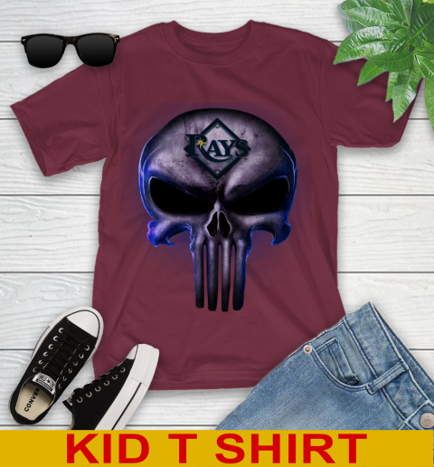 Tampa Bay Rays MLB Baseball Punisher Skull Sports Youth T-Shirt 5